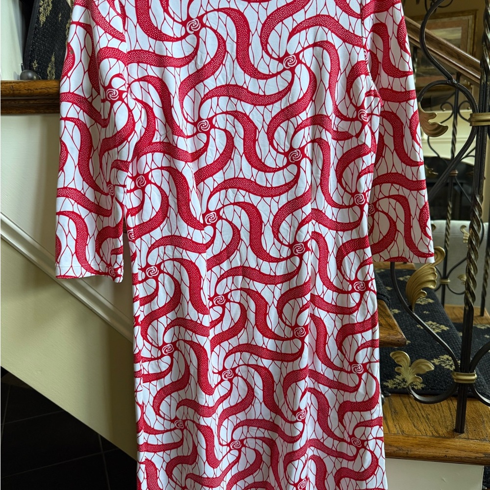 J. McLaughlin Red and White Swirl Print Dress - Picture 4 of 8